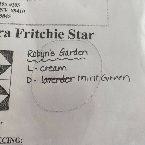 Quilters Block Of The Month Kit Month 2 Barbara Fritchie Star Robyn's Garden - Picture 2 of 3